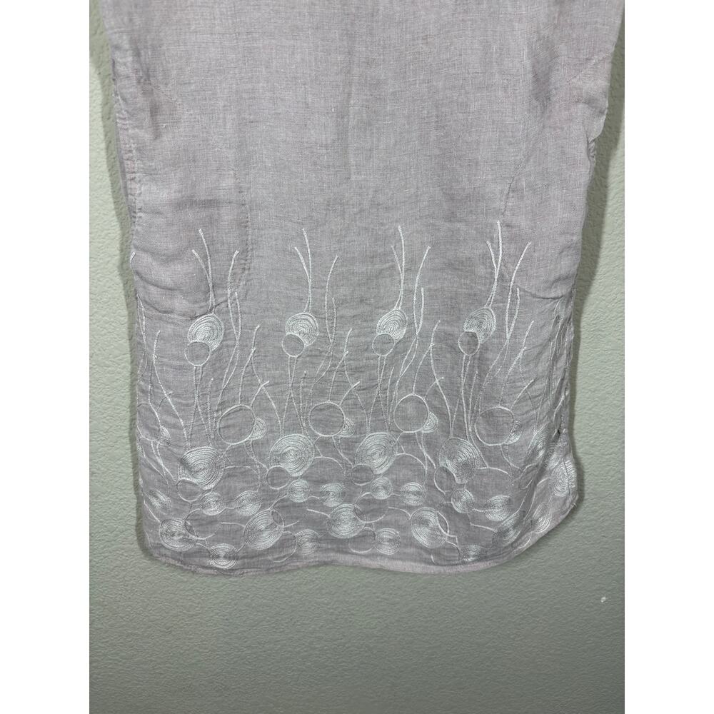Womens Size Small Mini Sheath Dress Lavender Linen Embroidered Hem Italy - Picture 6 of 9